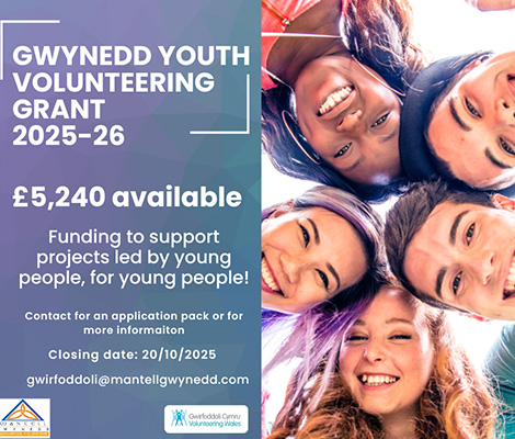 Poster Gwynedd Youth Volunteering Grant 2025-26